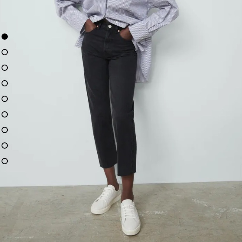 NWT Zara Black High-Rise Straight Leg Jeans